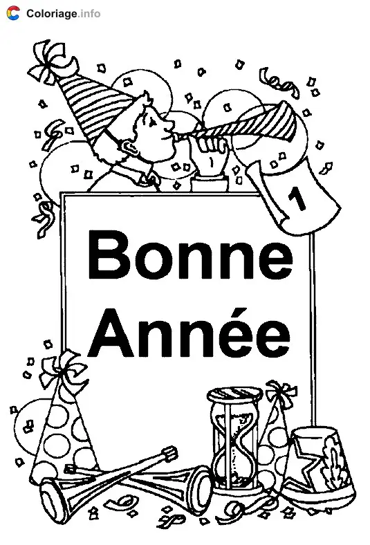 Happy New Year Celebration coloring page to print