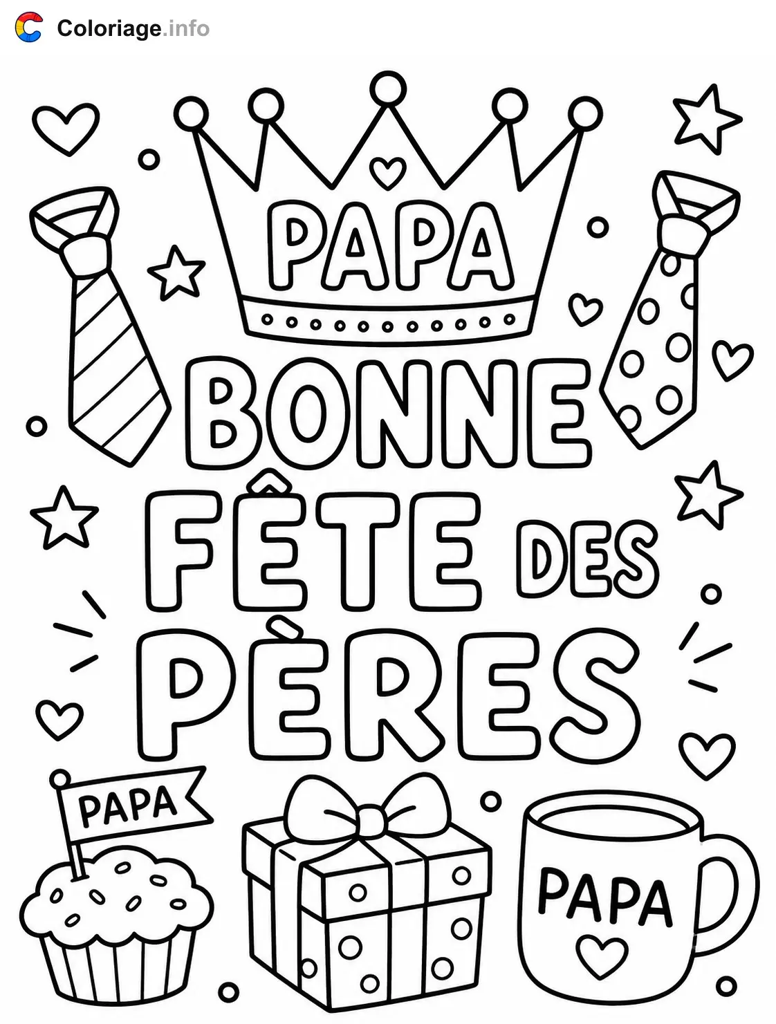 Coloriage Bonne fête papa à colorier - Fête des pères à imprimer