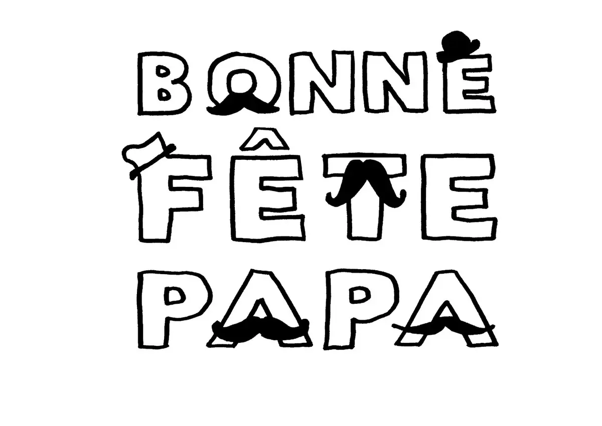 Happy Father's Day with Mustaches coloring page to print