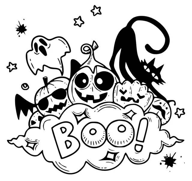 Coloriage Boo Fantômes Et Citrouilles - Halloween à imprimer