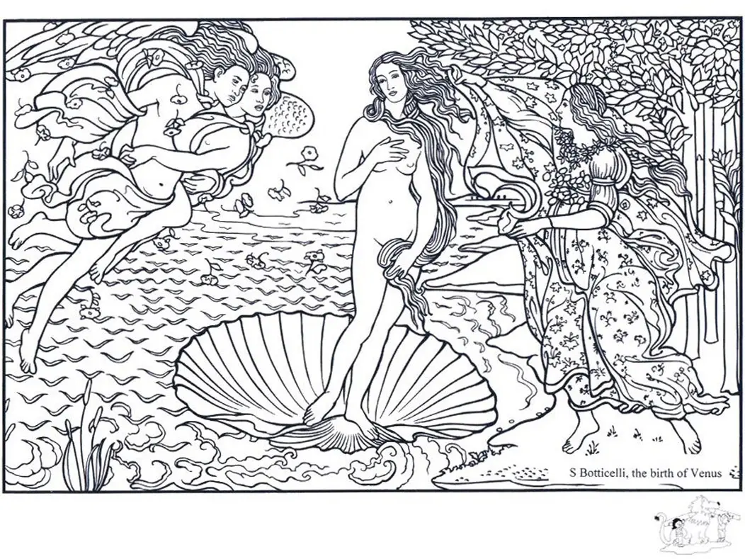 Coloriage Boticelli La Naissance De Venus - Art à imprimer