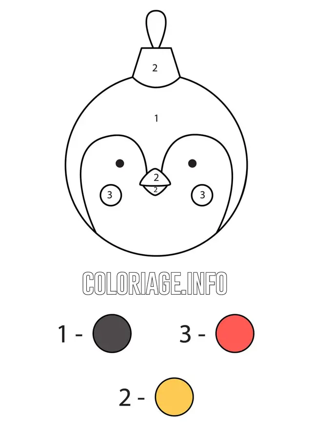 Coloriage Boule De Noël Pingouin Magique Noël Facile - Magique noel à imprimer