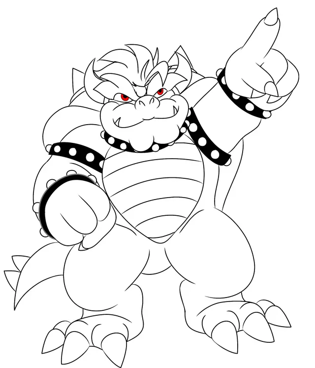 Coloriage Bowser Avec Des Yeux Rouges - Bowser à imprimer