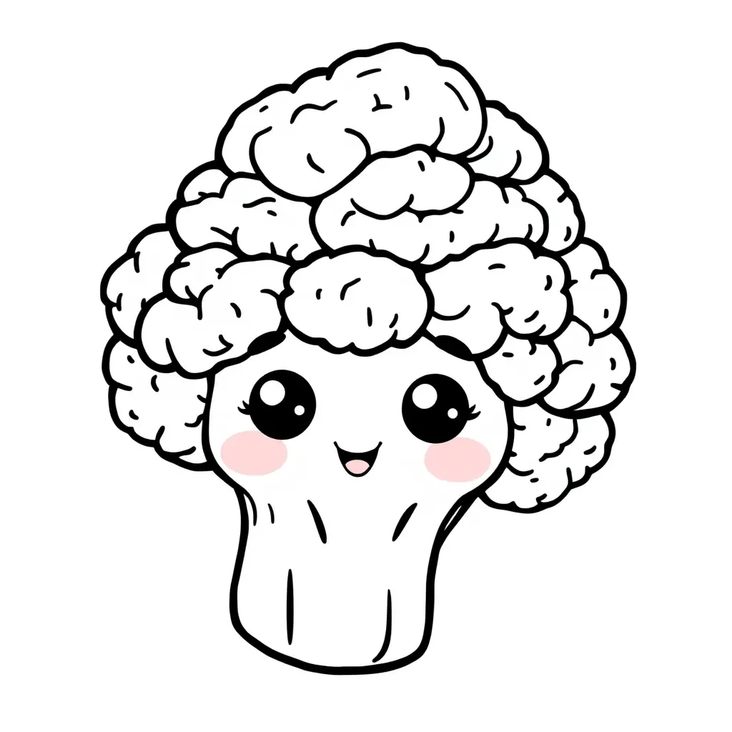 Kawaii Broccoli coloring page to print