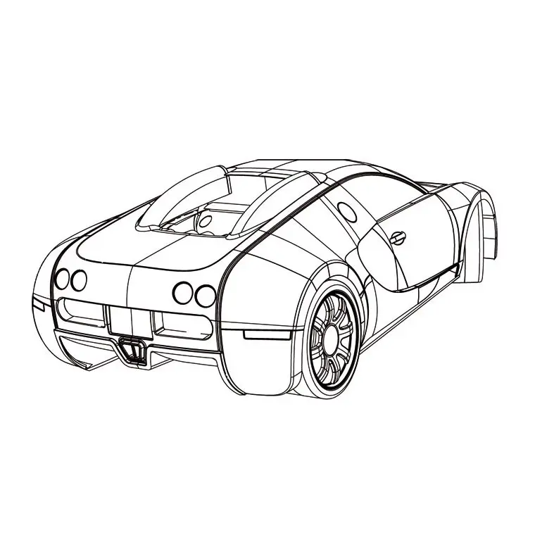 Coloriage Bugatti - Voiture à imprimer
