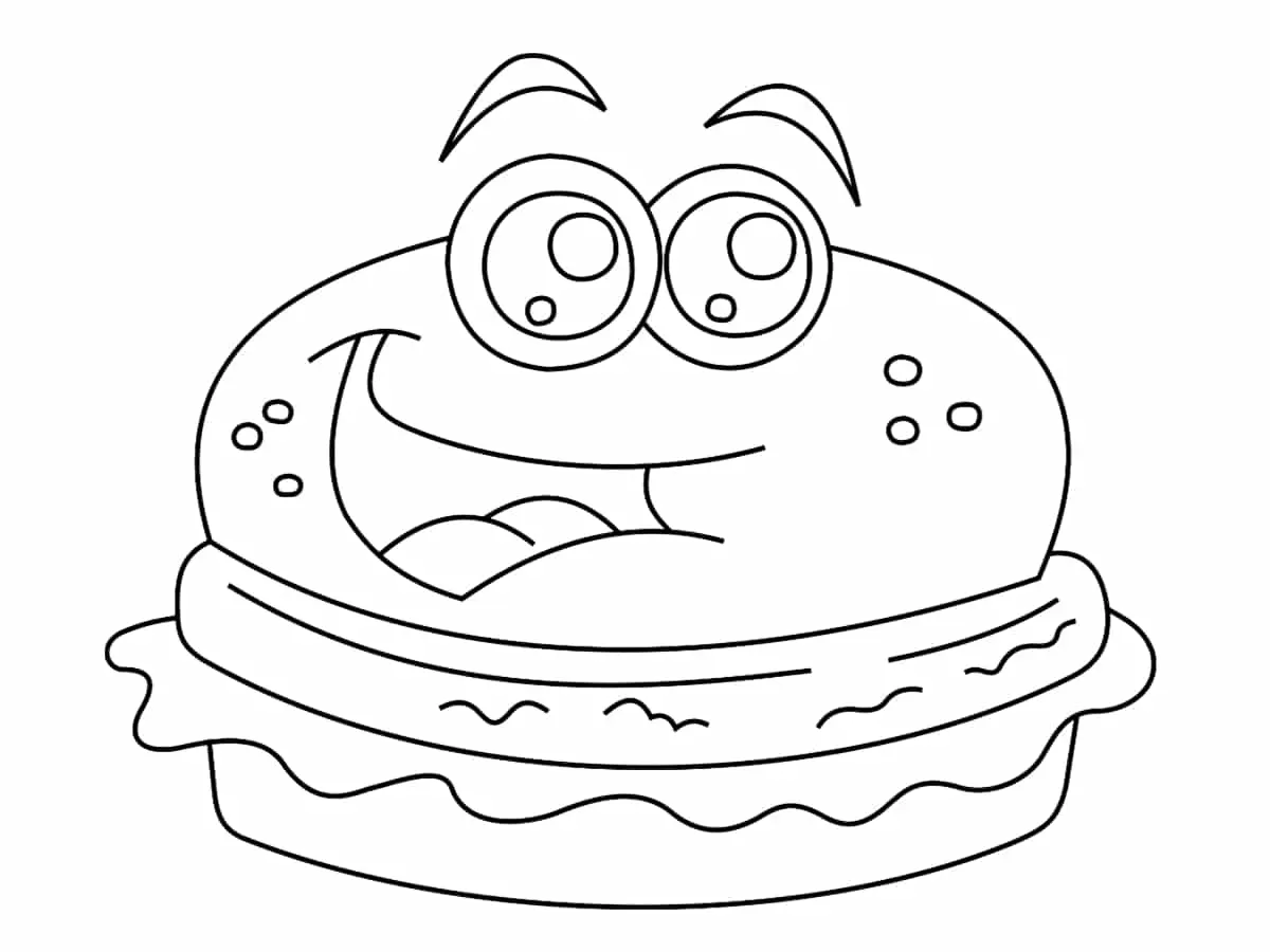Kleurplaat Kawaii Burger om te printen