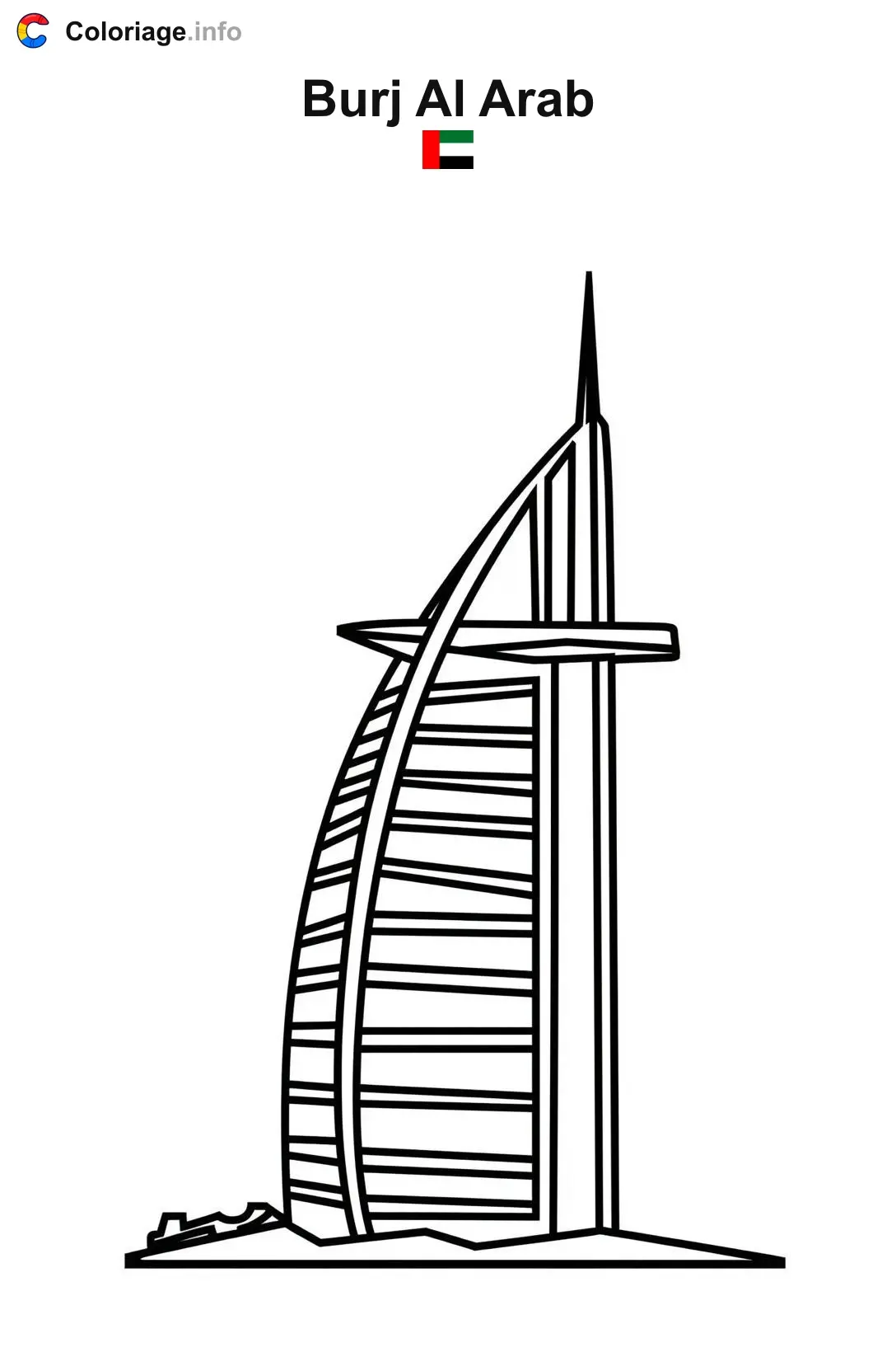 Coloriage Burj Al Arab Émirats Arabes Unis - Monuments à imprimer