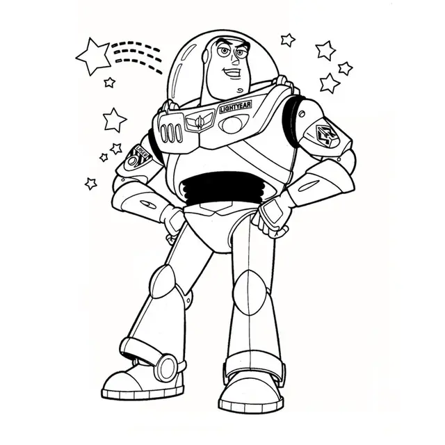 Coloriage Buzz l'Éclair prêt au décollage - Toy story à imprimer