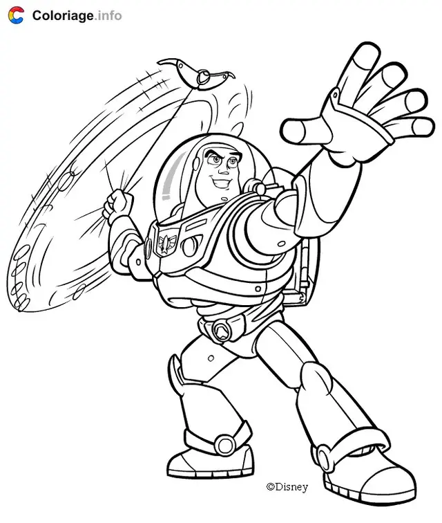Coloriage Buzz l'Éclair en tenue de cosmonaute - Toy story à imprimer