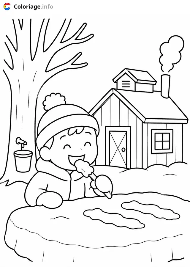 Desenho de Cabana de Açúcar Canadense para colorir