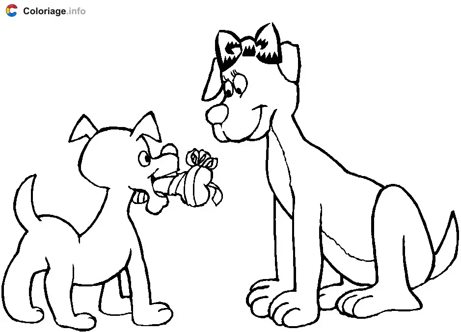 Cadeau d'un chiot pour sa mère coloring page to print