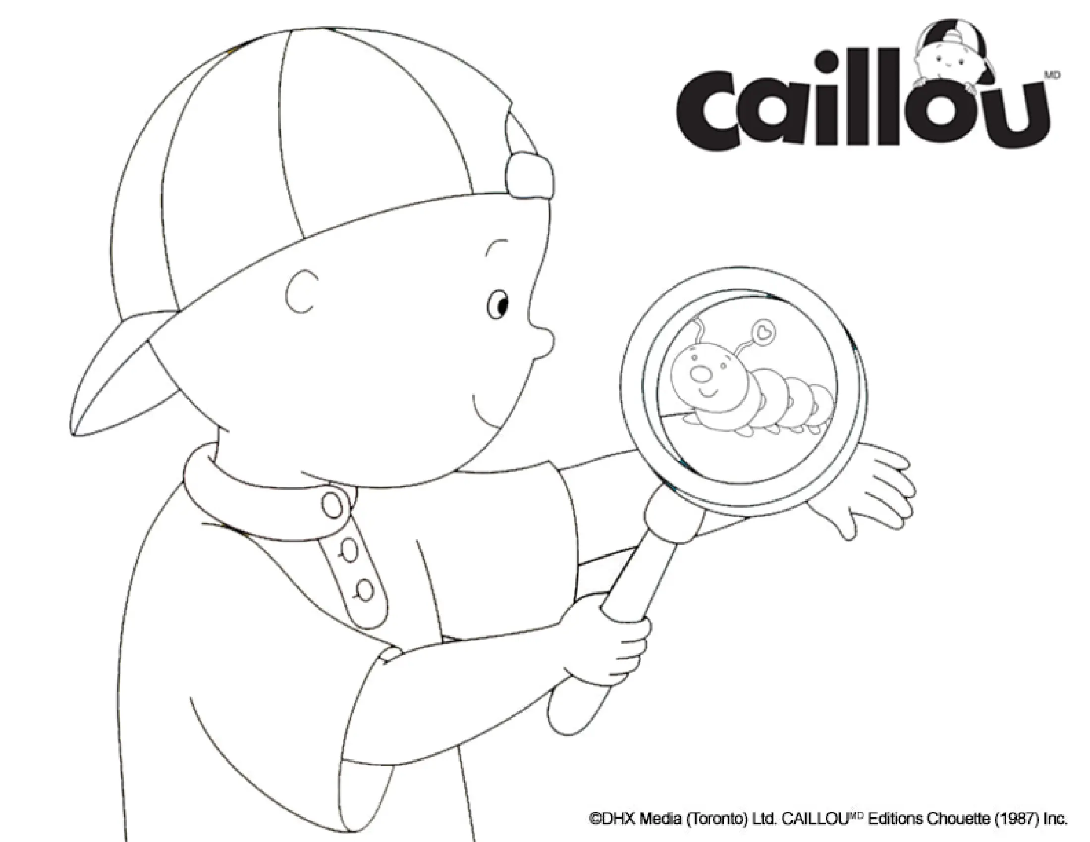 Coloriage Caillou Adore Les Insectes Comme Cette Adorable Chenille - Caillou à imprimer