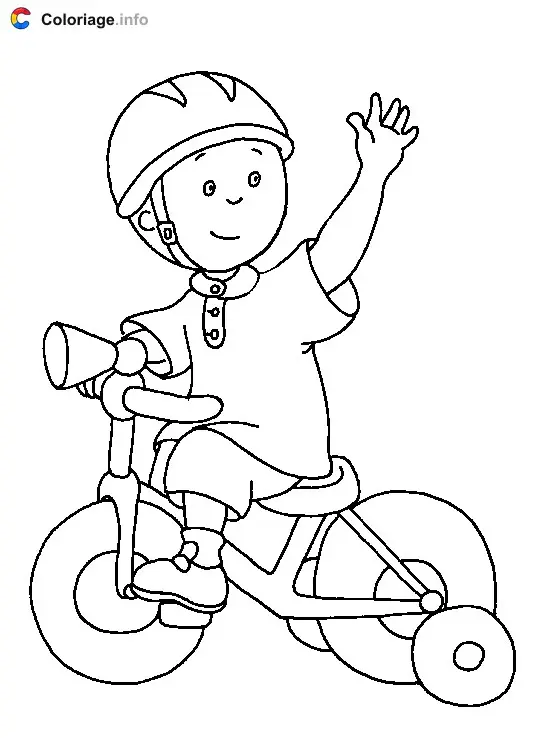 Caillou Learns to Ride His New Bike coloring page to print