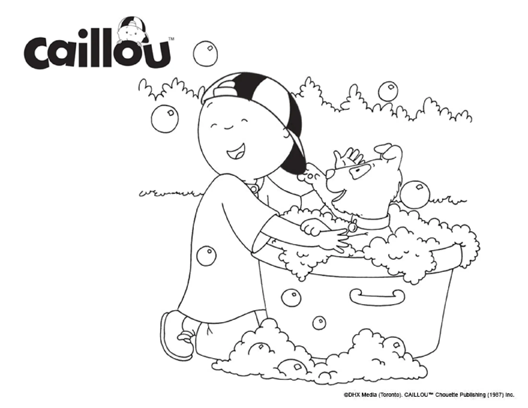 Coloriage Caillou Et Les Chiots - Caillou à imprimer