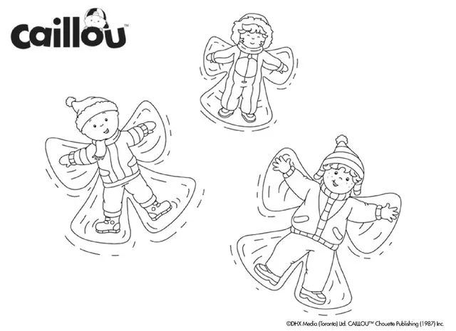 Coloriage Caillou Et Son Ami Leo Font Une Étoile Sur La Neige - Caillou à imprimer
