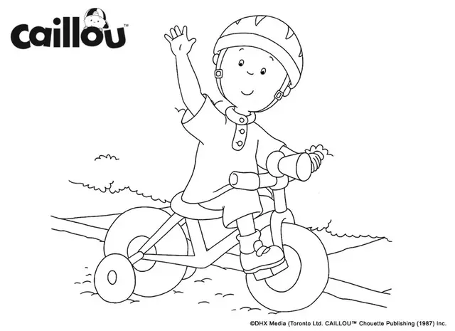 Coloriage Caillou Fait Du Vélo - Caillou à imprimer
