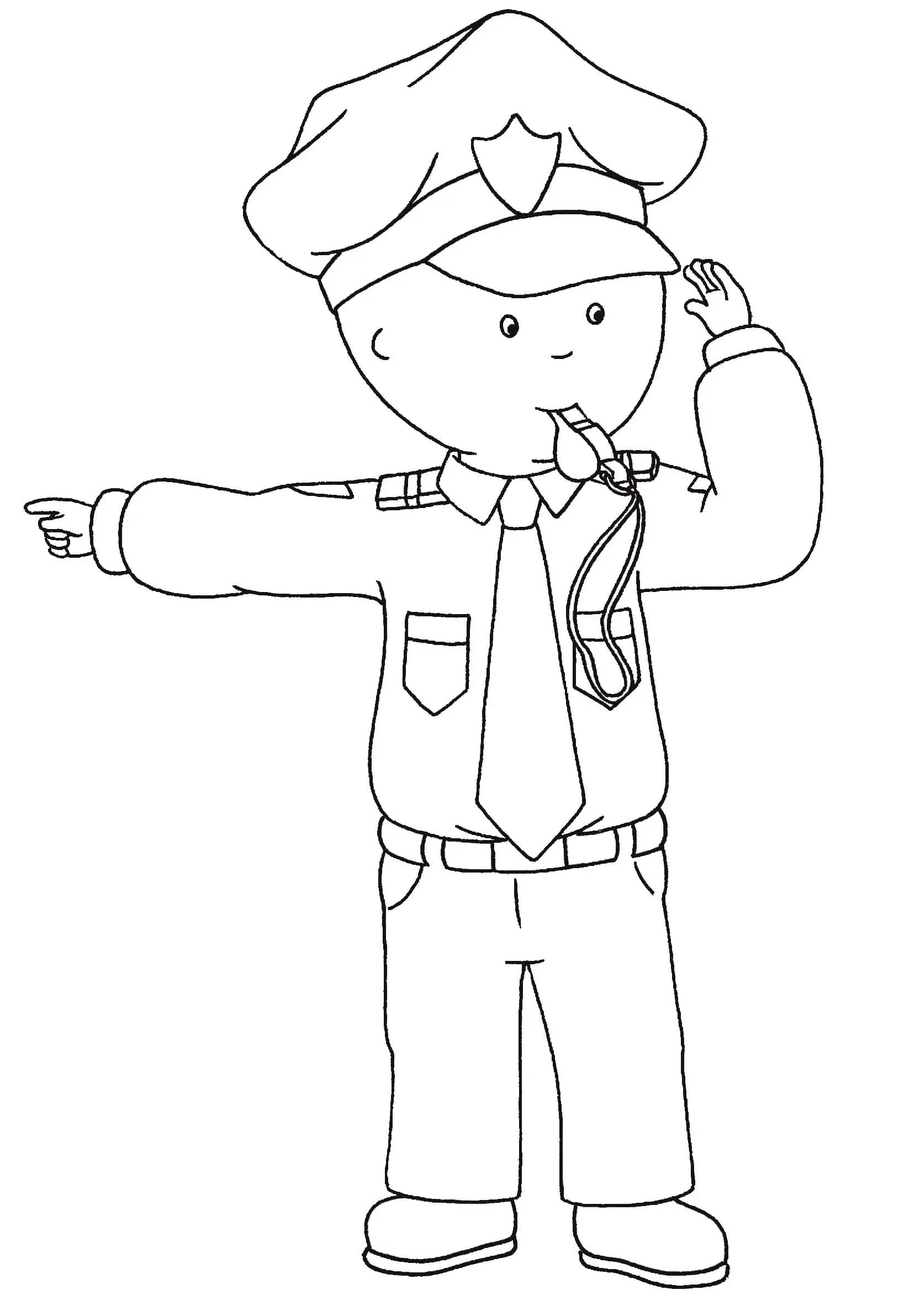 Coloriage Caillou Halloween Le Policier - Caillou à imprimer