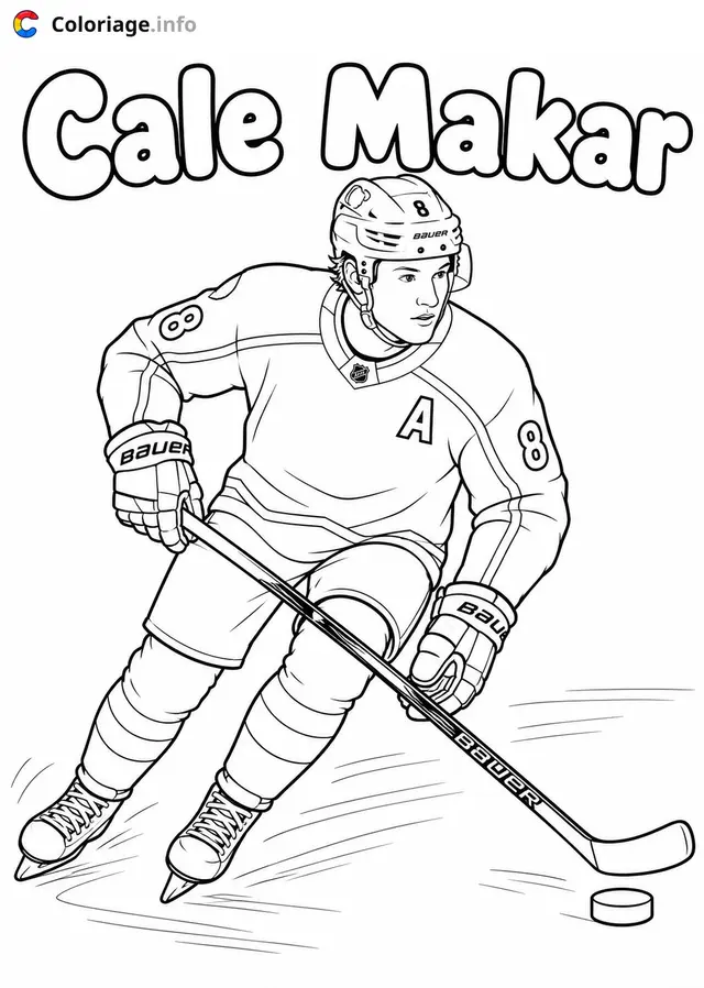 Coloriage Cale Makar joueur de hockey - Hockey à imprimer