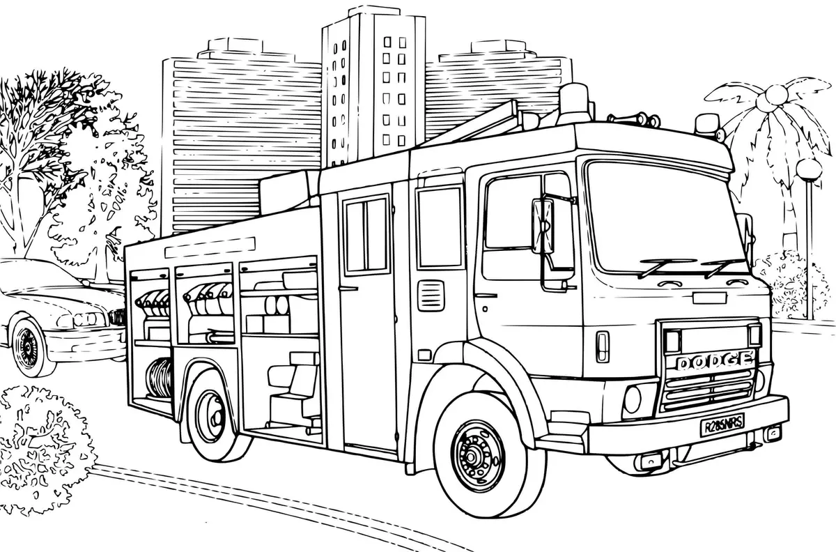 Dodge Fire Truck coloring page to print