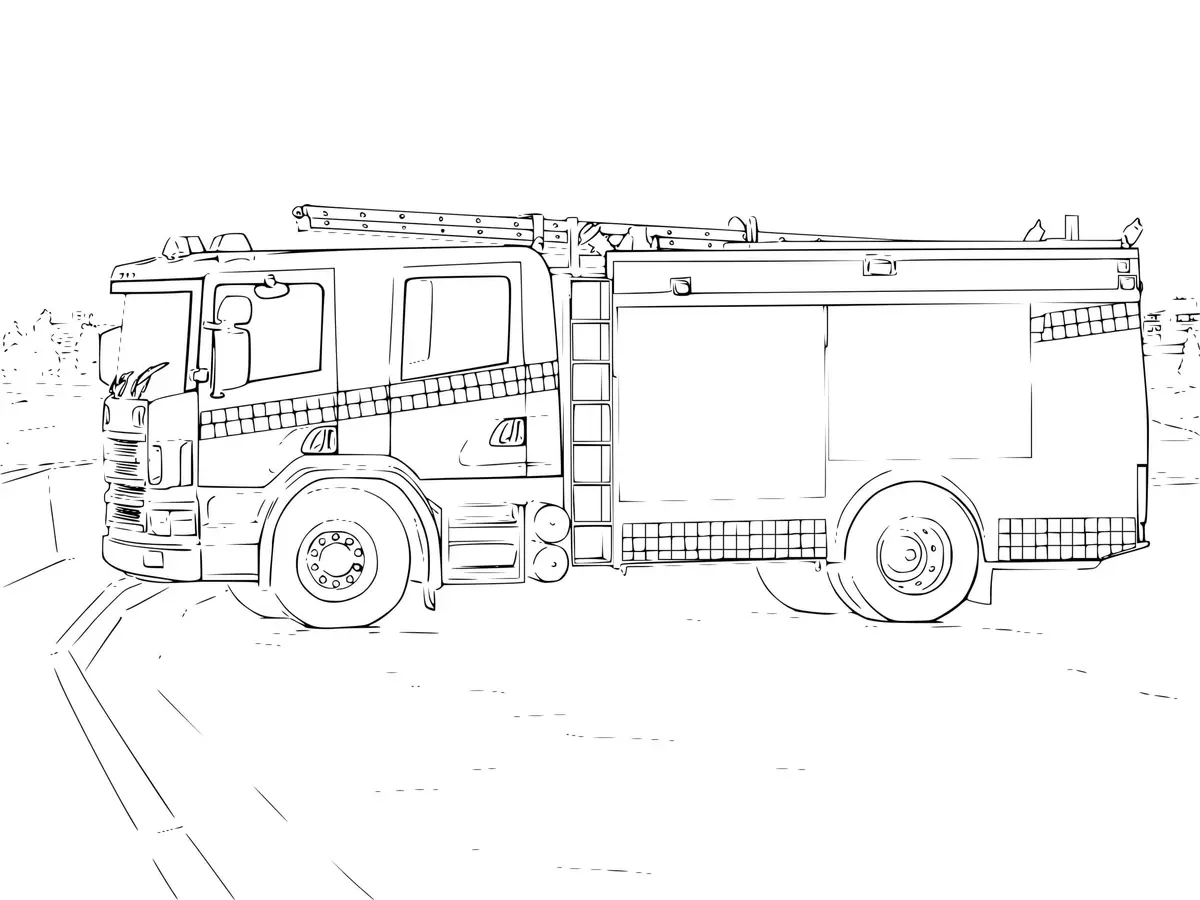 Ausmalbild Feuerwehrauto wartet auf den Einsatz zum Ausdrucken