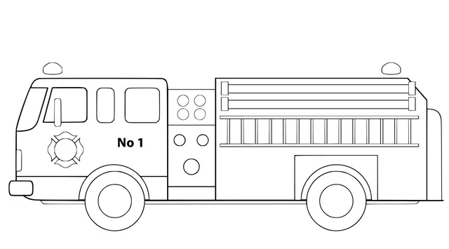Coloriage Camion De Pompier Simple Et Bien Dessine - Pompier à imprimer