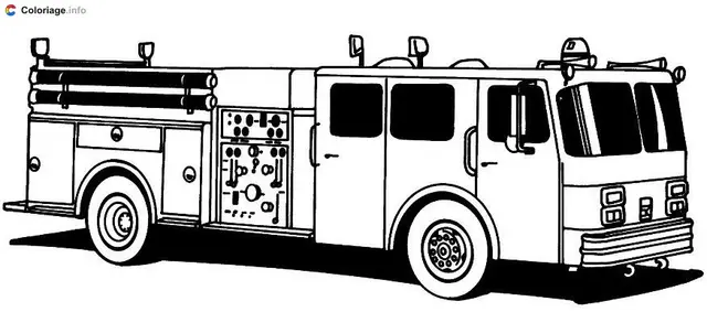 Coloriage Camion de pompiers - Pompier à imprimer