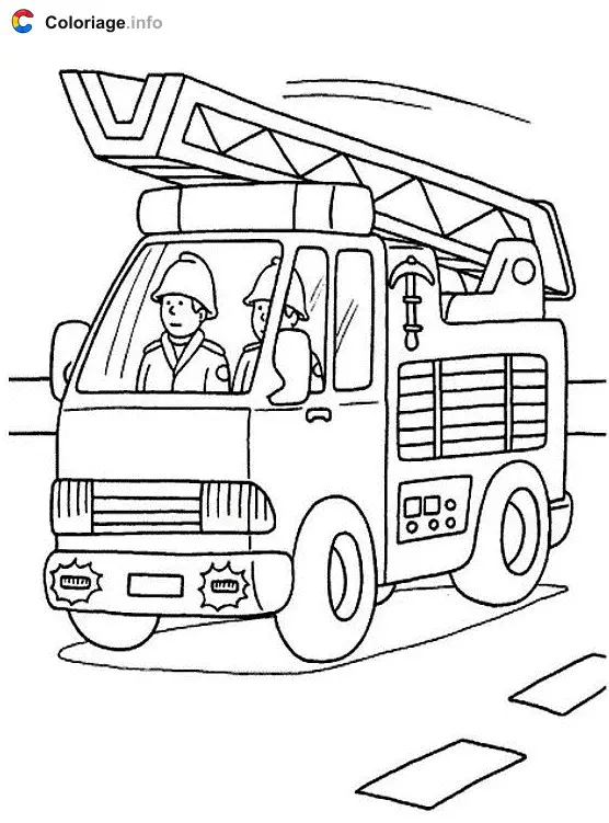 Firefighter Truck with Ladder coloring page to print