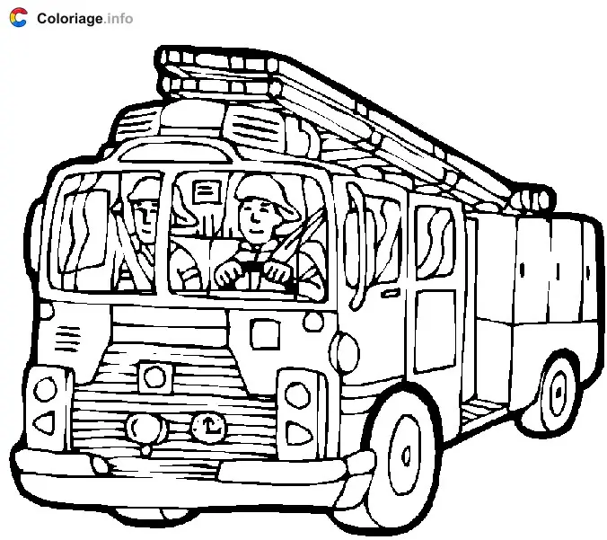 Fire Truck with Ladder coloring page to print