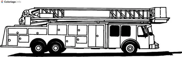 Coloriage Camion la grande échelle - Pompier à imprimer