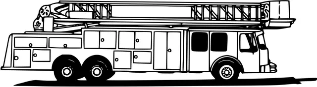 Coloriage Camion La Grande Échelle - Pompier à imprimer