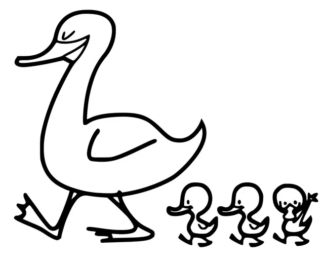 Coloriage Canard Et Les Petits Canards - Canard à imprimer