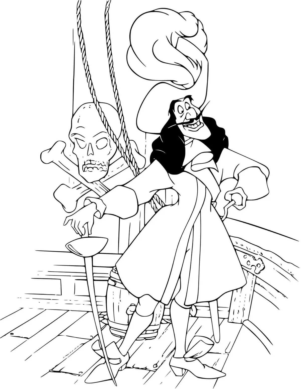 Captain Hook on His Ship coloring page to print