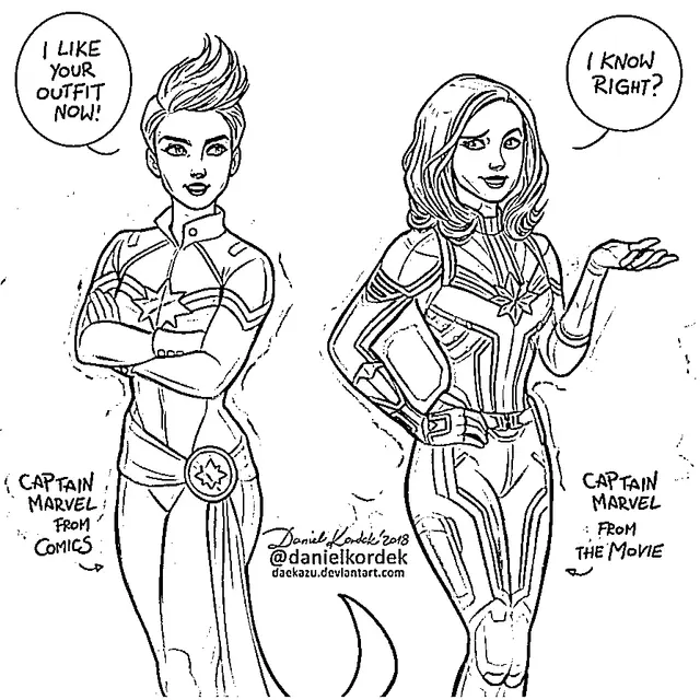 Dibujo de Capitana Marvel por Daekazu para colorear