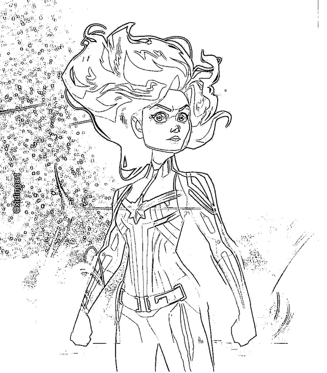 Dibujo de Capitana Marvel - Caricatura Cartoon para colorear