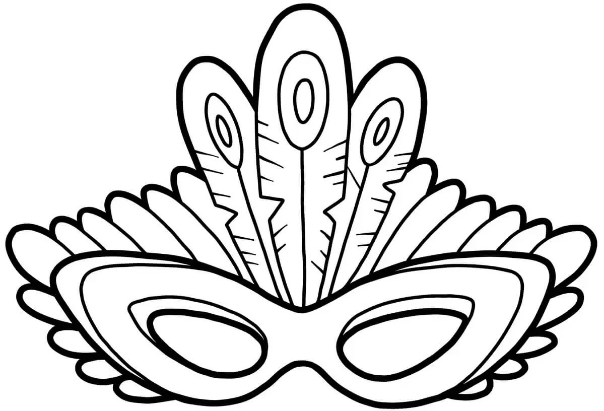 Coloriage Carnaval Masque Plumes - Carnaval à imprimer
