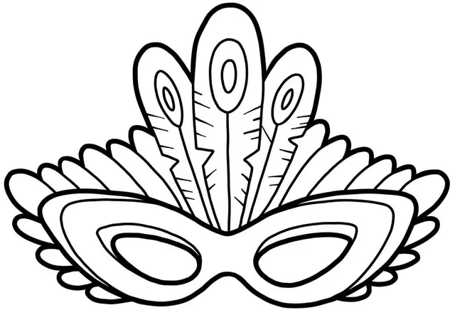 Coloriage Carnaval Masque Plumes - Carnaval à imprimer