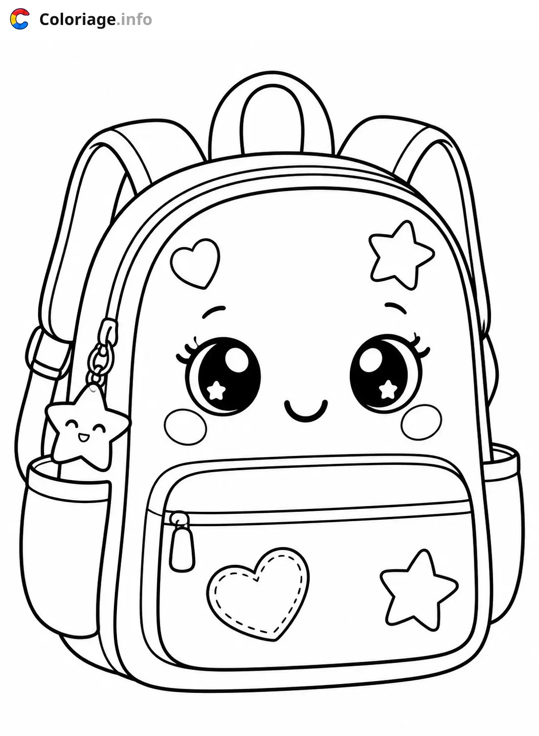 Dibujo de Mochila Adorable Kawaii para colorear