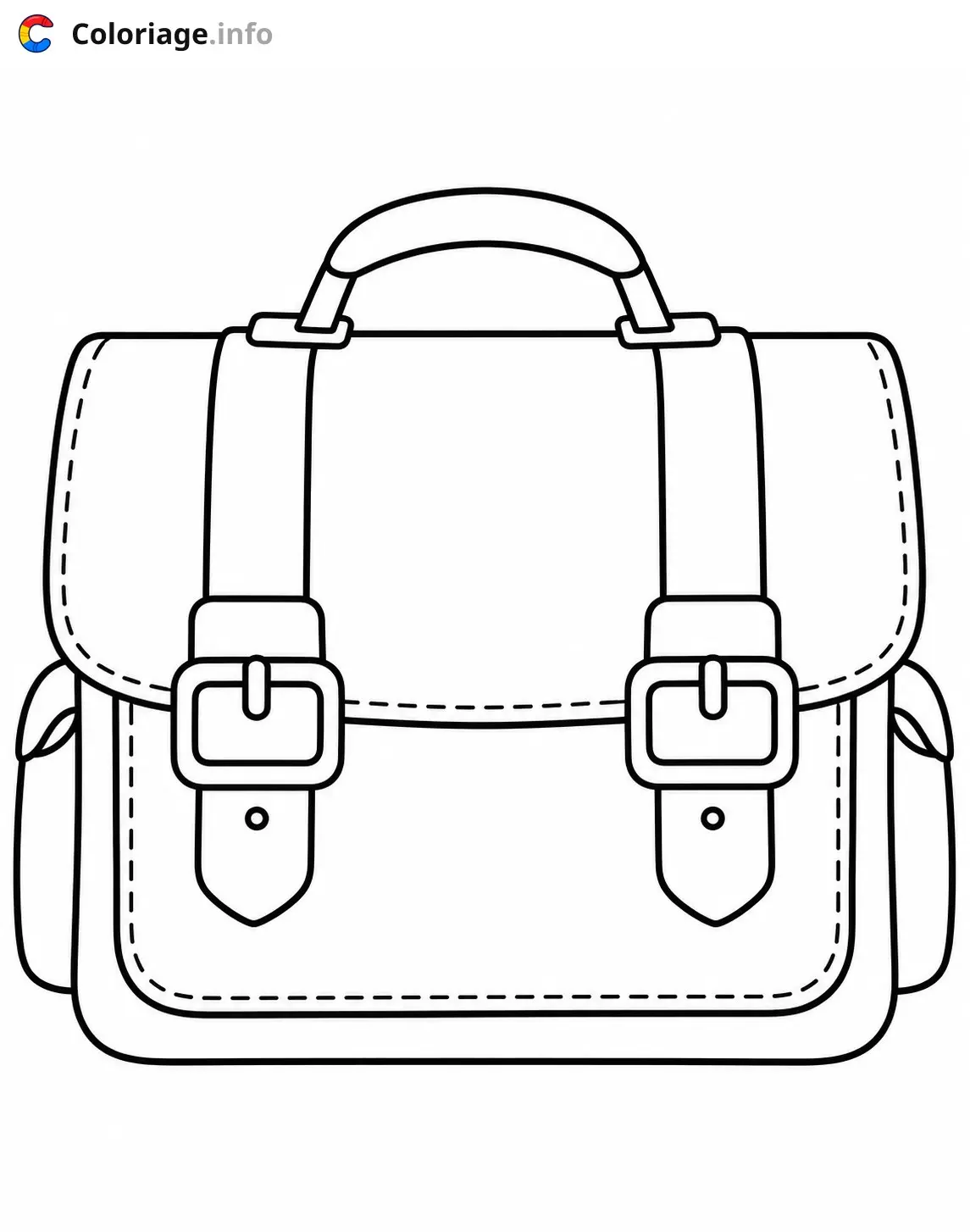 Dibujo de Mochila escolar con bolsillos para colorear