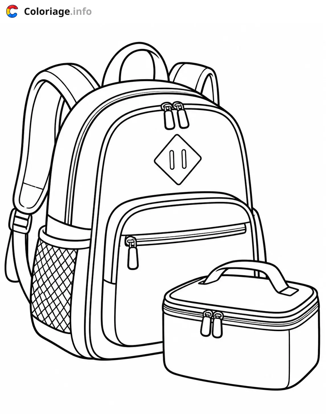 Dibujo de Mochila y Fiambrera para colorear