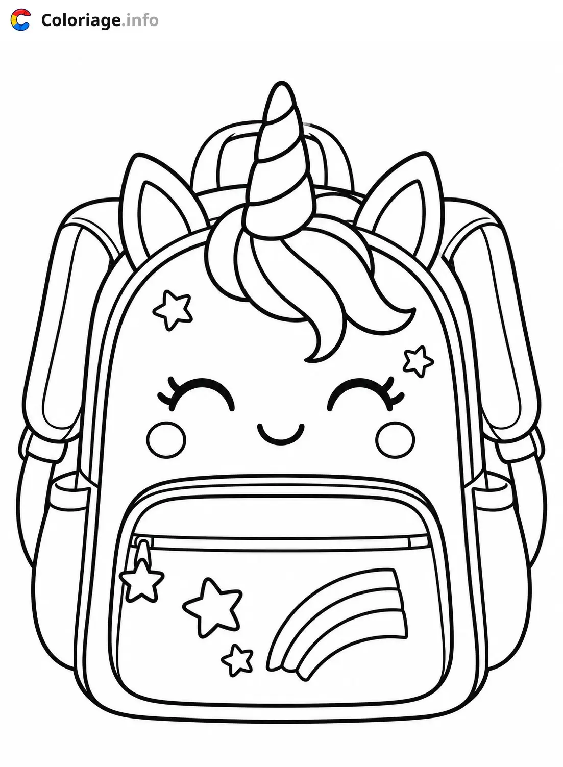 Dibujo de Mochila Unicornio Mágico para colorear