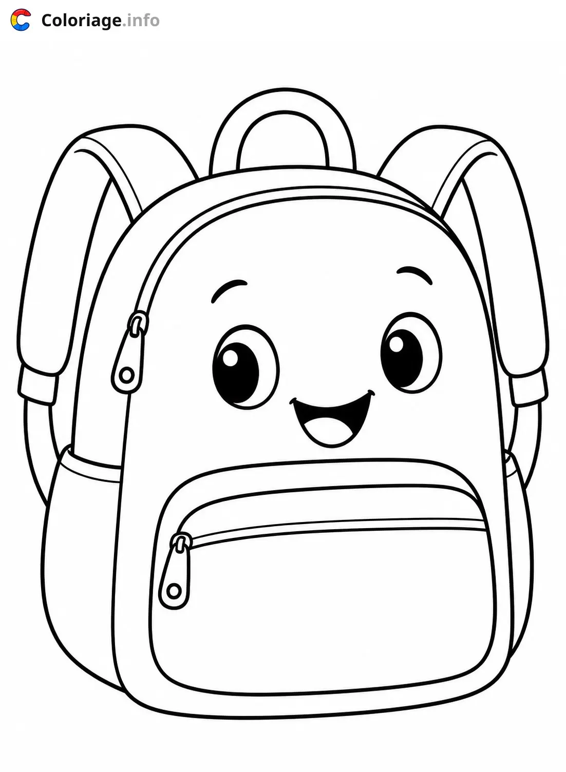 Dibujo de Mochila sonriente muy linda para colorear