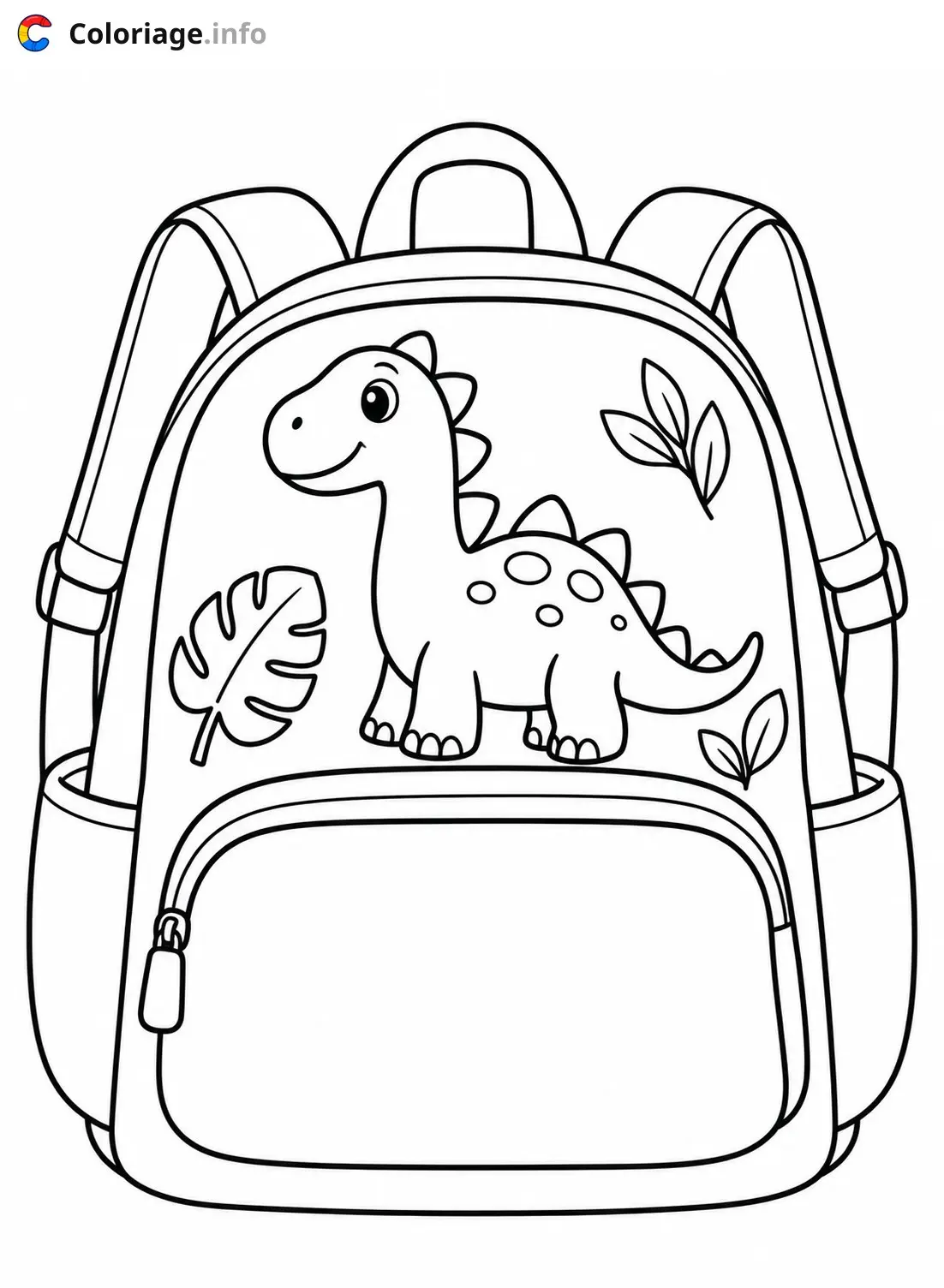 Dibujo de Mochila dinosaurio para niños para colorear