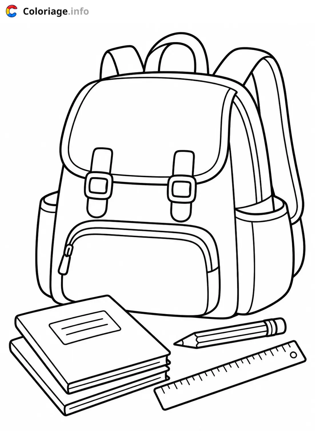 Dibujo de Mochilas y útiles escolares para colorear