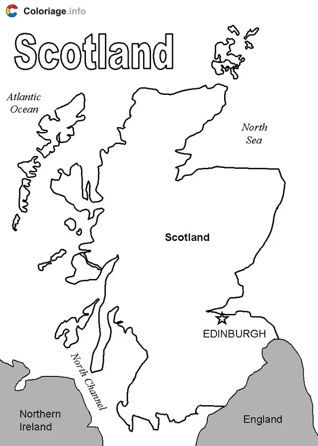 Coloriage Carte de l'Écosse - Écosse à imprimer