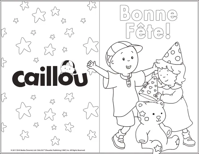 Coloriage Carte De Souhait Joyeux Anniversaire Caillou Mousseline - Caillou à imprimer