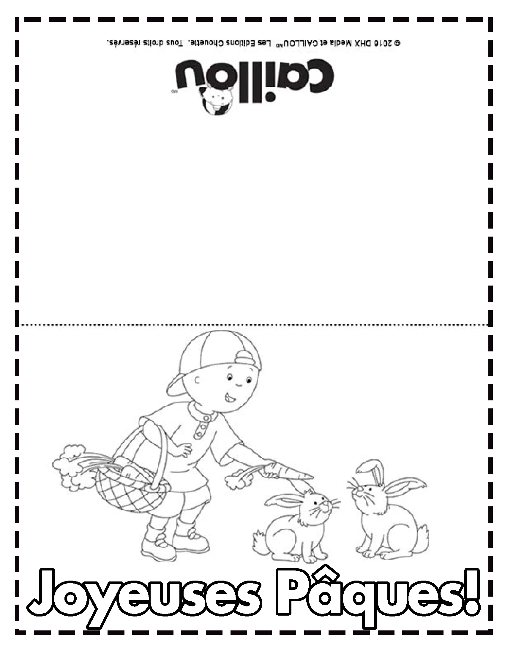Coloriage Carte De Souhaits Pâques Caillou Et Des Lapins - Caillou à imprimer