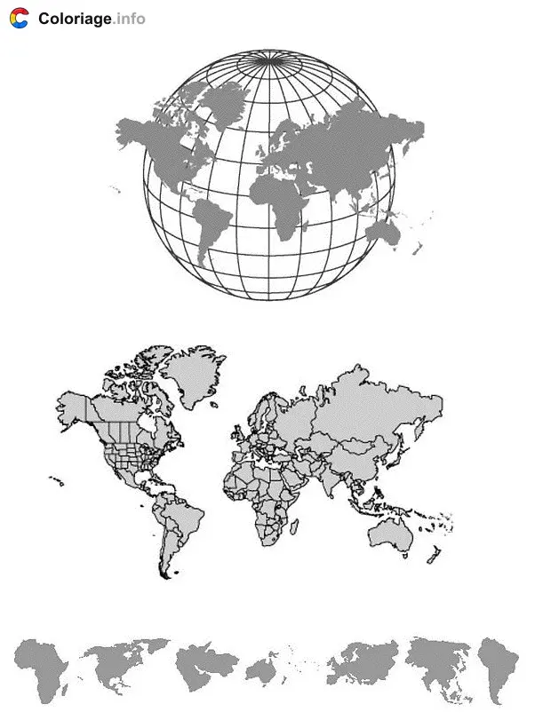 World Maps coloring page to print