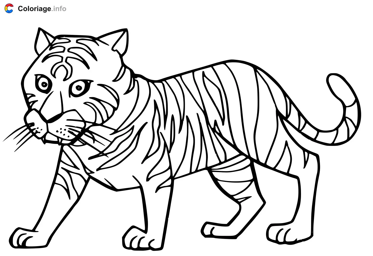 Cute Cartoon Tiger coloring page to print