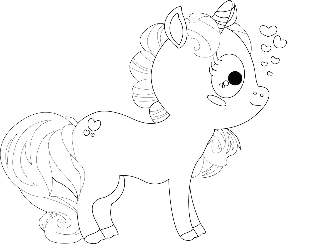 Coloriage Licorne Cartoon Mignonne Enfants - Licorne à imprimer