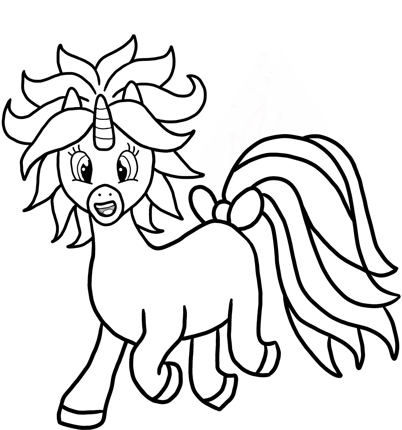 Coloriage Licorne cartoon amusante - Licorne à imprimer